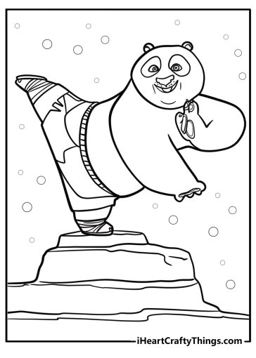 Kung fu panda po kicking in action fun printable coloring sheet