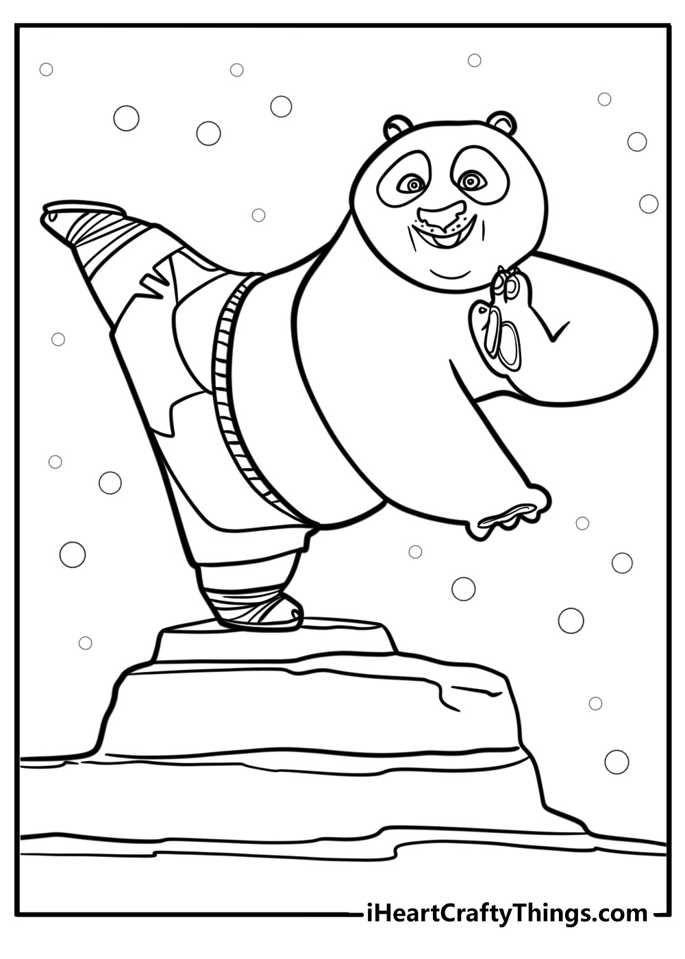 Kung fu panda po kicking in action fun printable coloring sheet