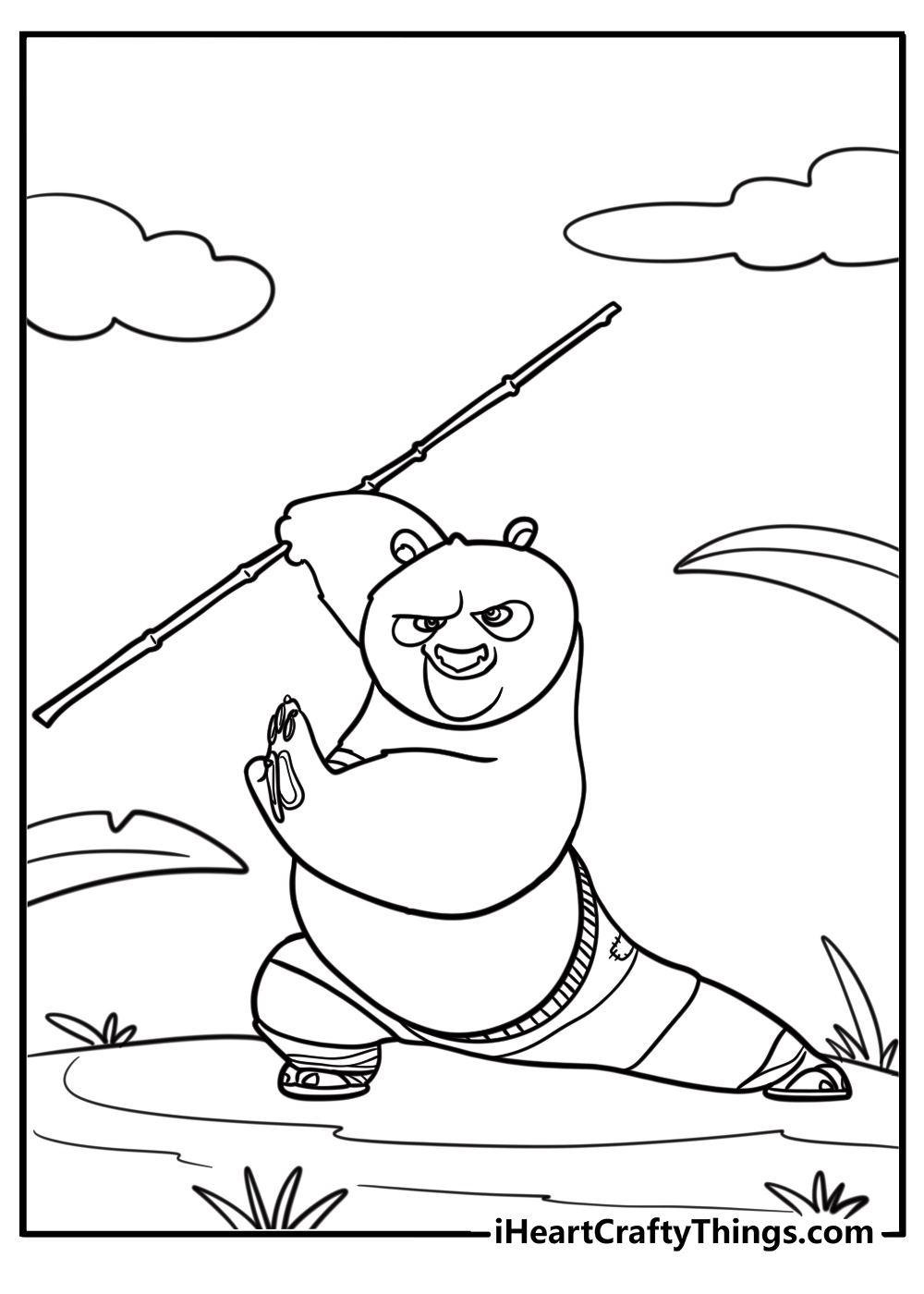 Kung fu panda po leaping into action fun coloring sheet