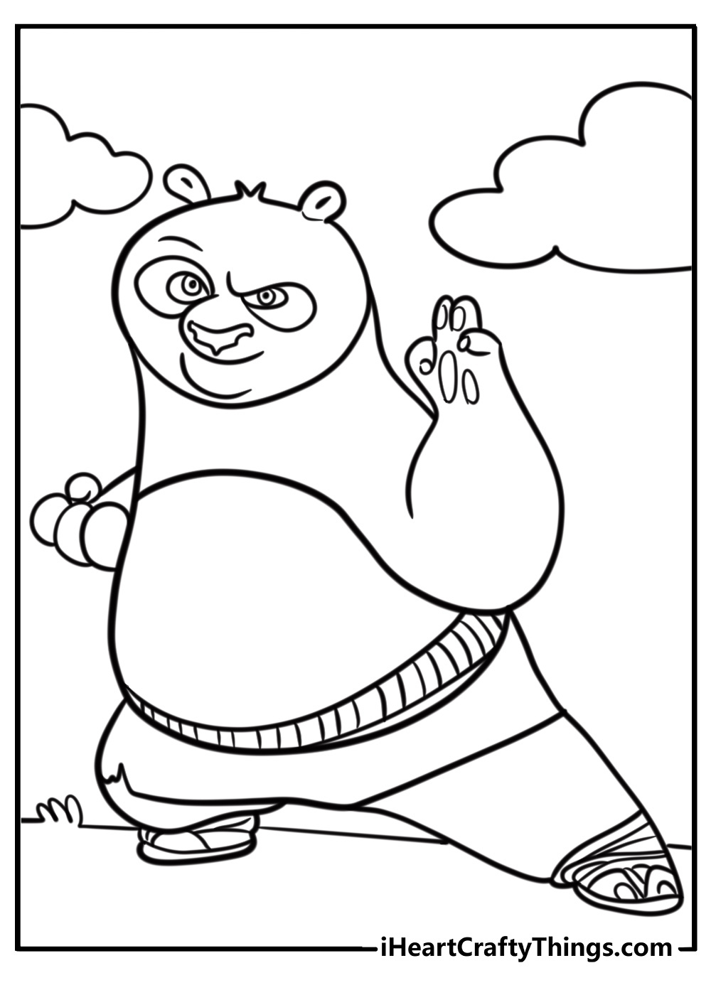 Kung fu panda po practicing kung fu detailed coloring sheet