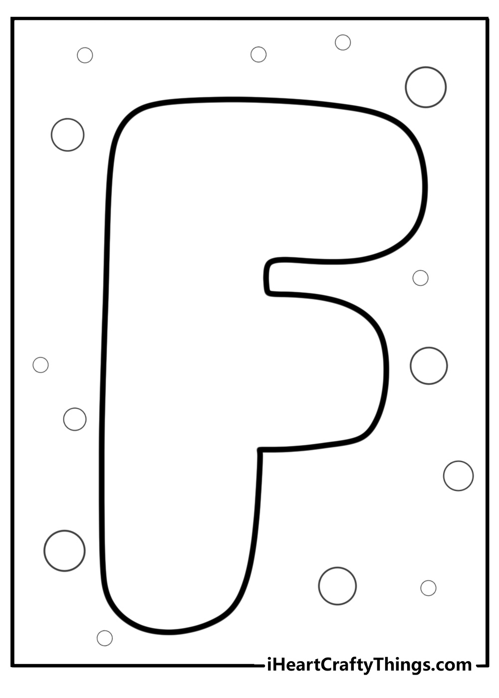 Large bubble letter f detailed coloring sheet