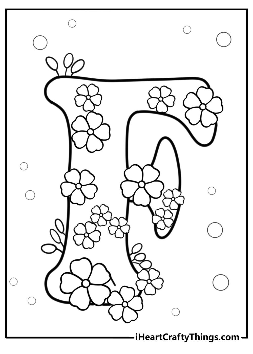 Letter f with floral decorations fun coloring sheet