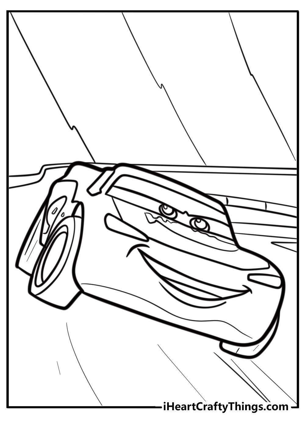 Lightning mcqueen racing on the track coloring sheet