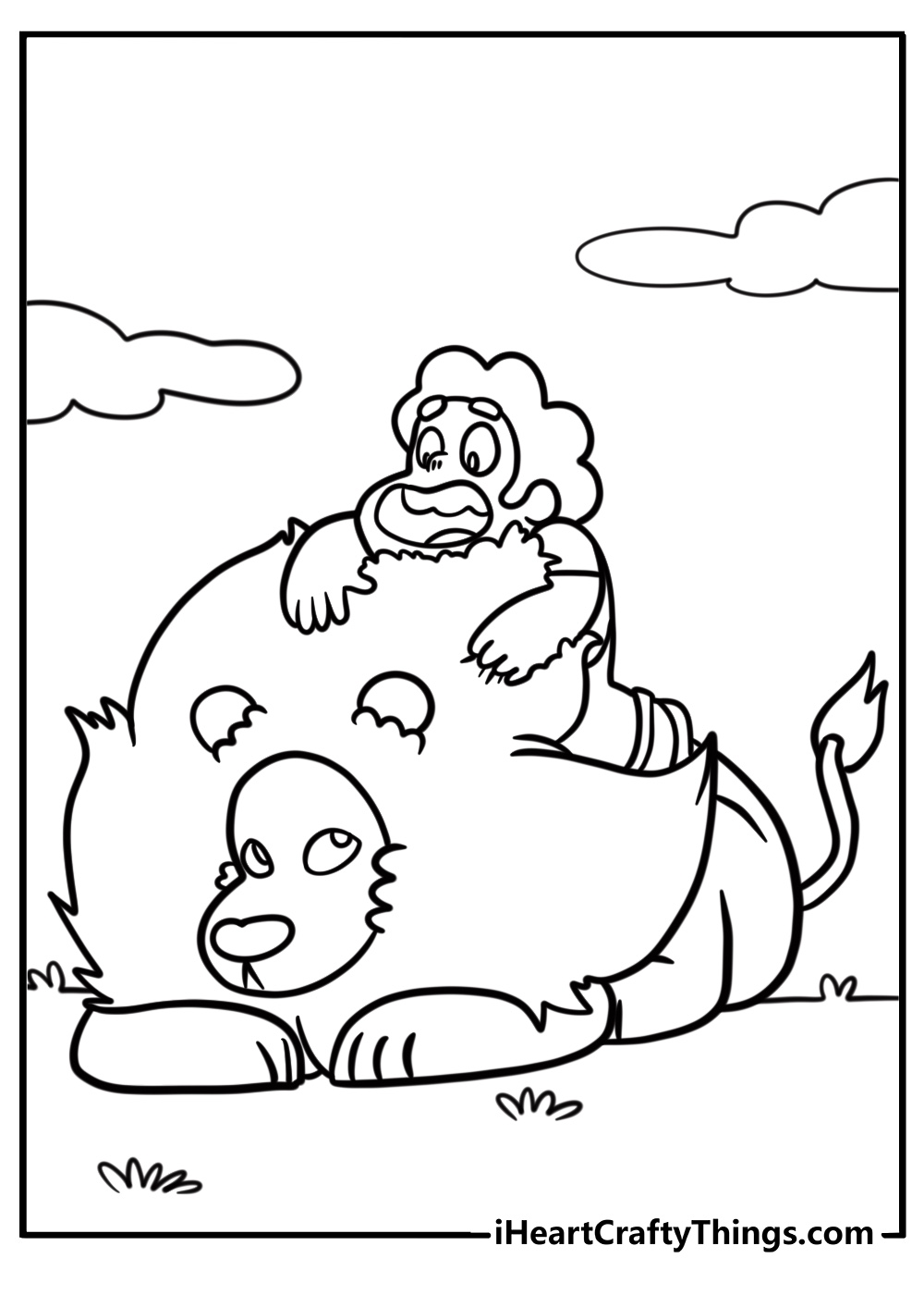 Lion sitting with steven fun steven universe coloring sheet