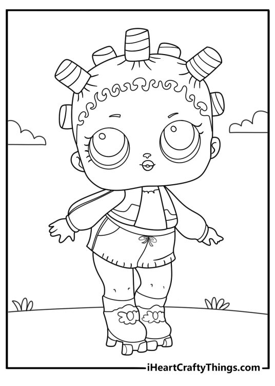 lol doll roller skates outfit simple coloring sheet printable