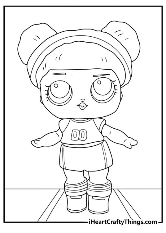 lol doll track suit running on a lane easy printable coloring page