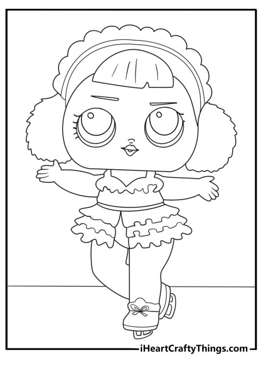 lol surprise doll ice skates on a rink cute coloring page download