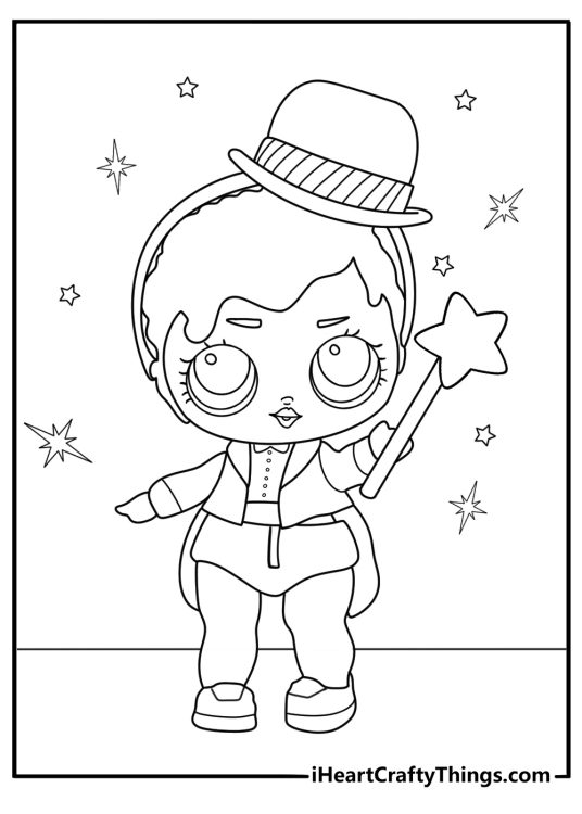 lol surprise doll magician cape and top hat magic sparks kawaii coloring page for kids
