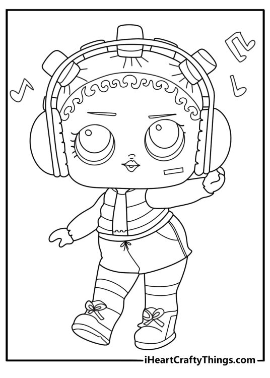 lol surprise doll with headphones dj theme detailed coloring page pdf