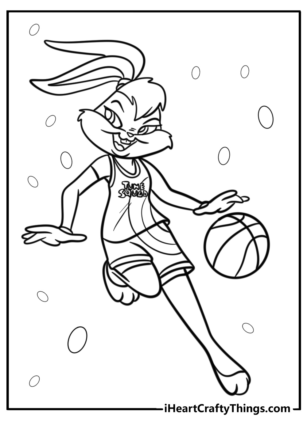 Lola Bunny dribbling fast free printable coloring page