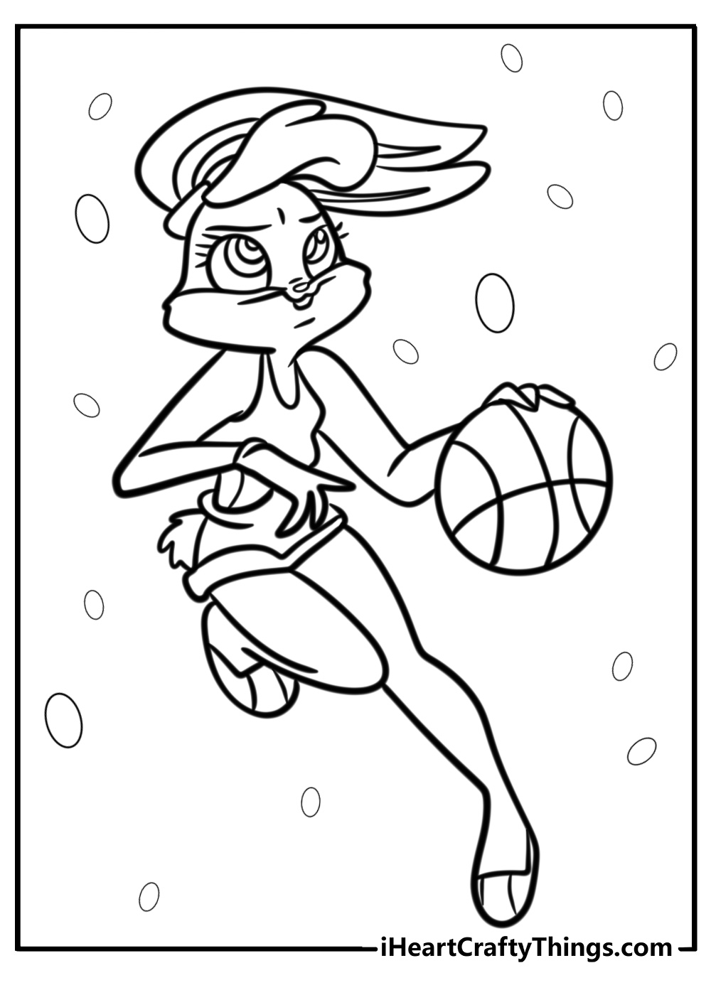 Lola bunny in action during a game fun coloring sheet