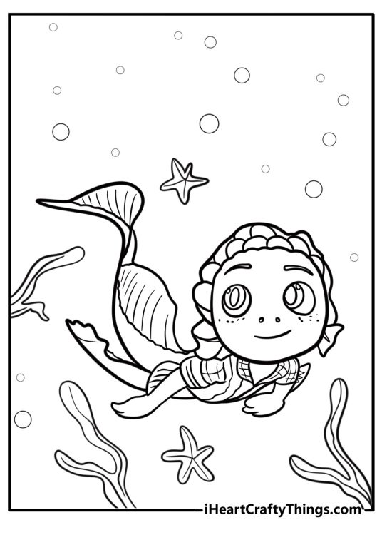 Luca swimming underwater in sea monster form free coloring page