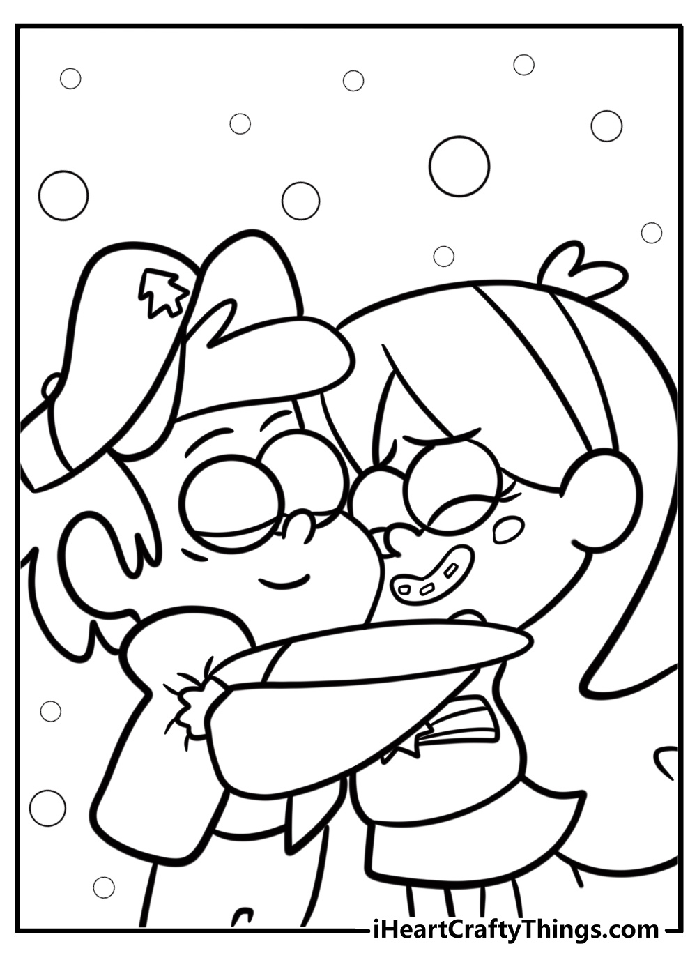 Mabel and dipper hugging free gravity falls coloring page pdf