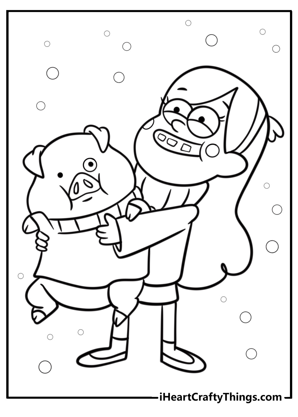 Mabel and waddles having fun coloring sheet for kids