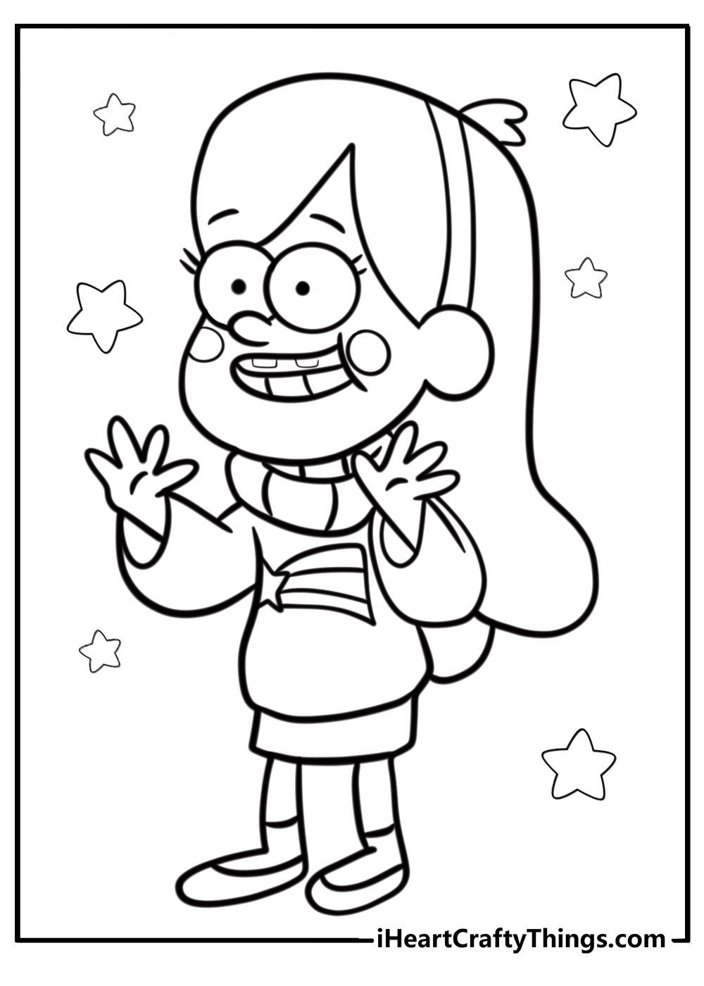 Mabel pines with her sweater detailed gravity falls coloring sheet