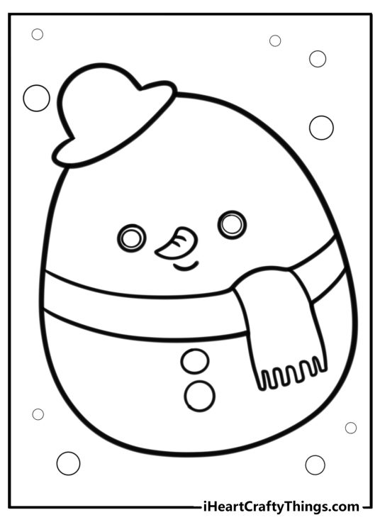 Manny the snowman squishmallow frosty coloring page to print
