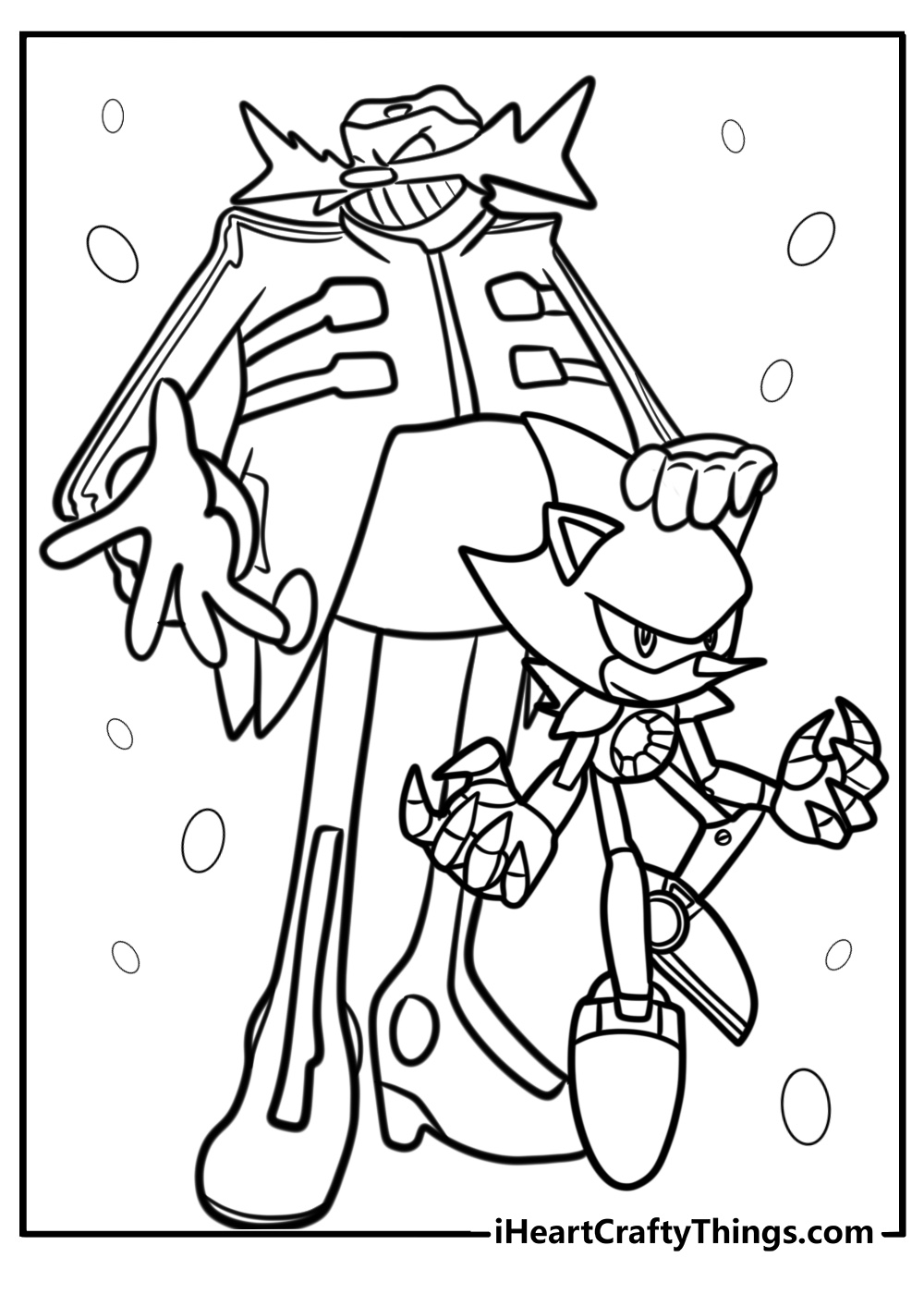 Metal sonic and dr eggman together detailed coloring sheet