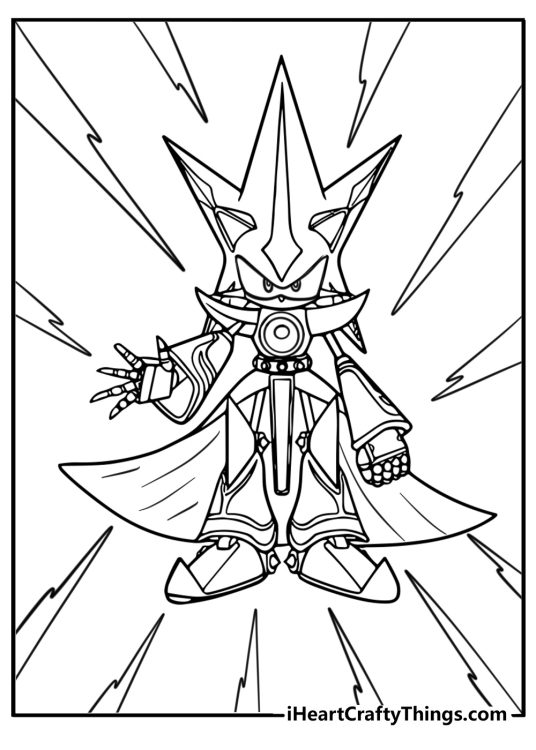 Metal sonic charging up fun sonic themed coloring sheet