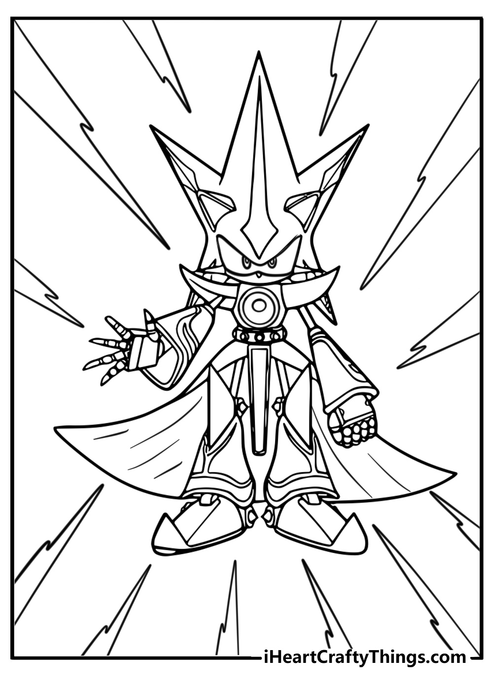 Metal sonic charging up fun sonic themed coloring sheet