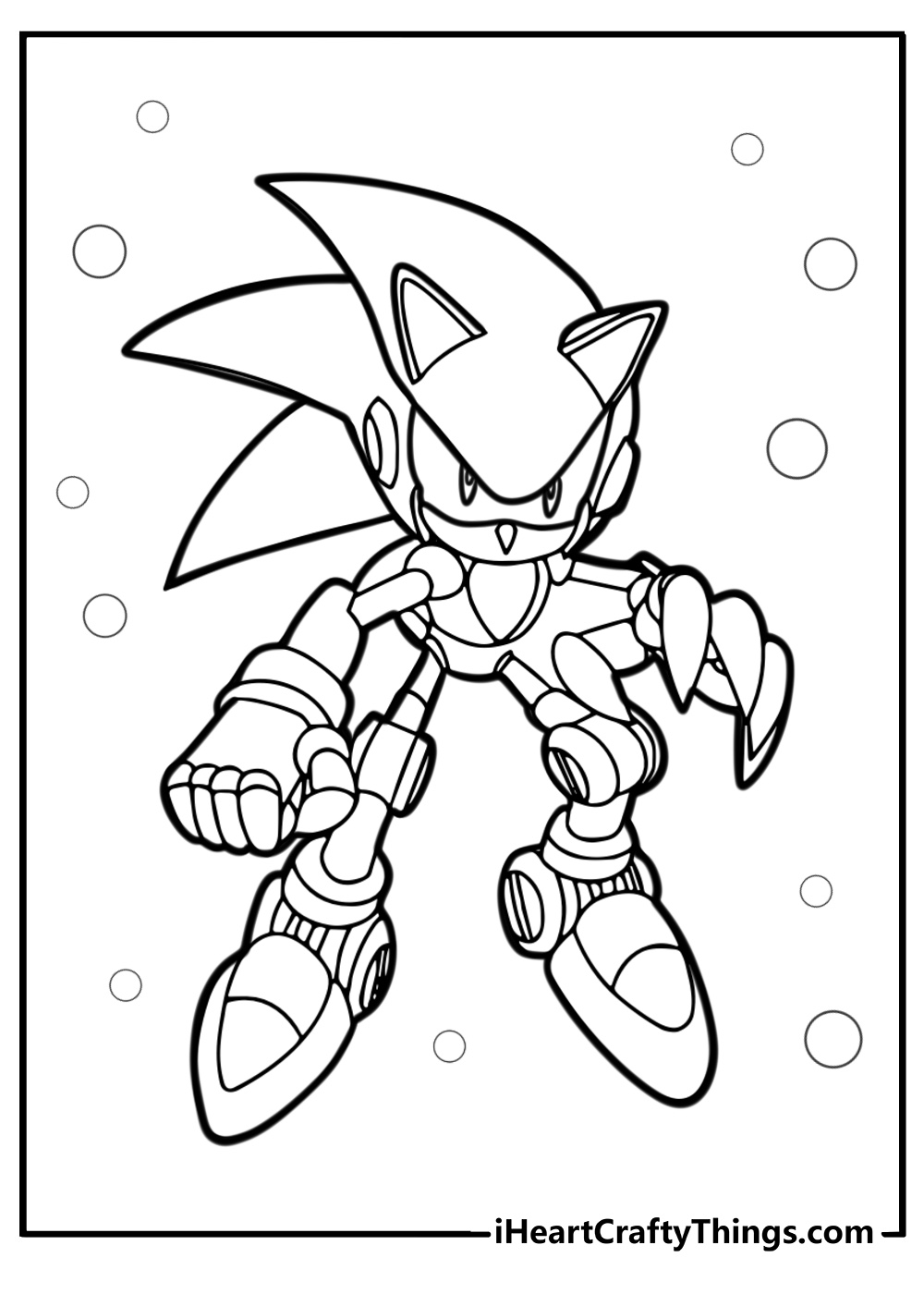 Metal sonic in a battle stance fun printable coloring sheet