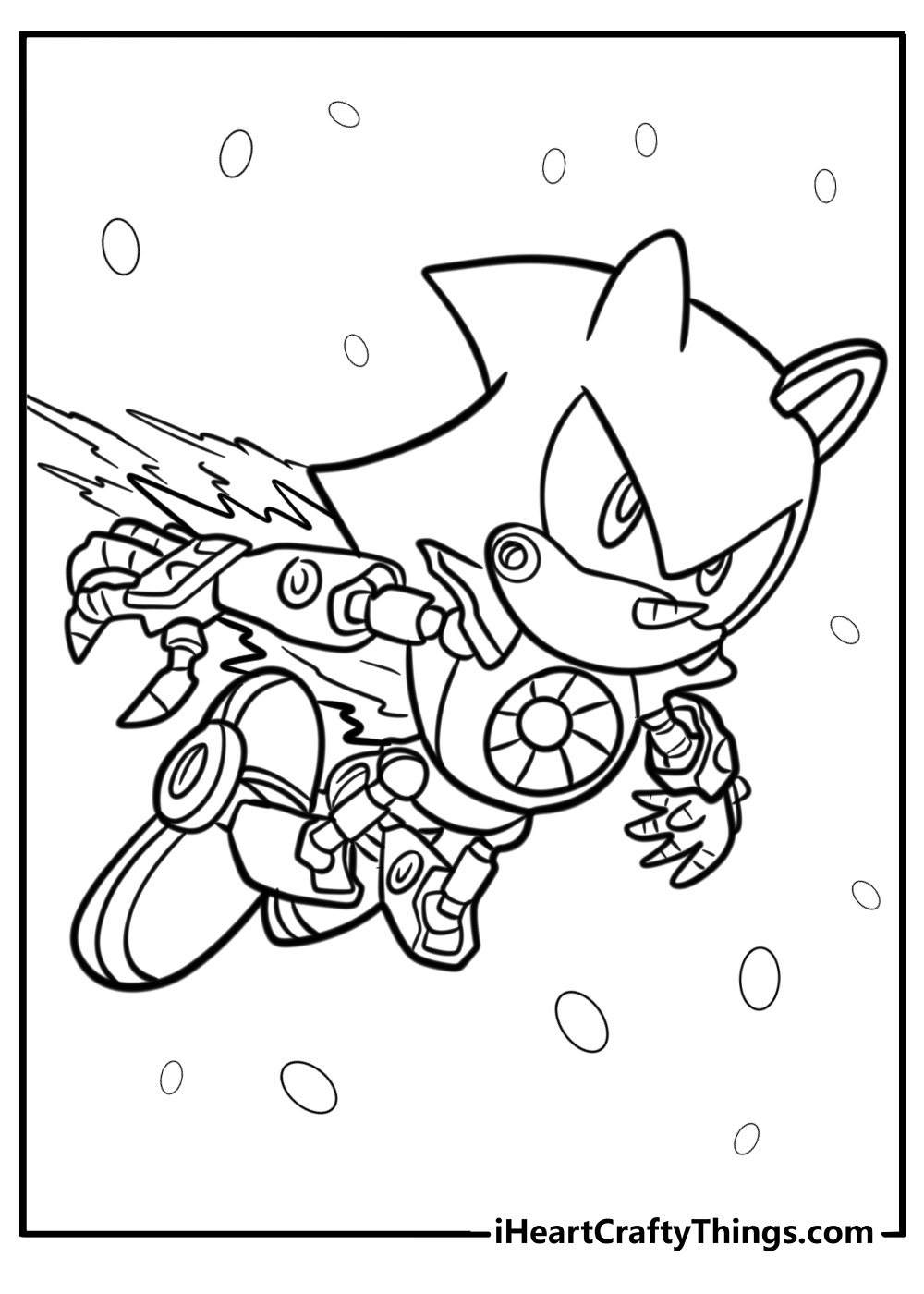 Metal sonic in a high speed chase fun printable coloring sheet