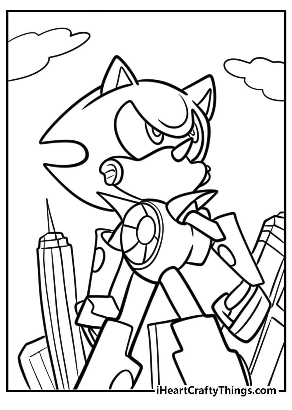 Metal sonic preparing for battle free coloring page pdf