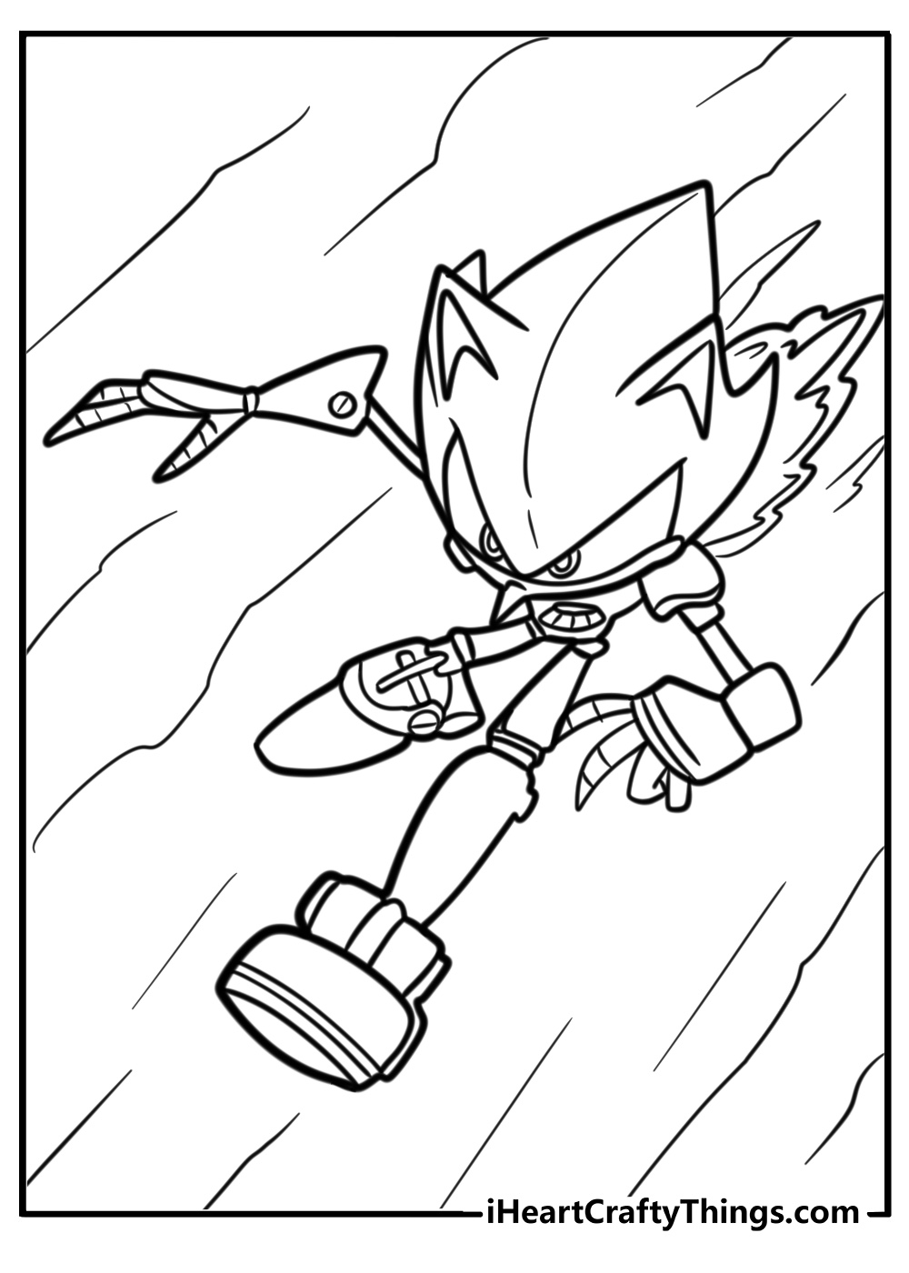 Metal sonic racing at full speed detailed coloring sheet