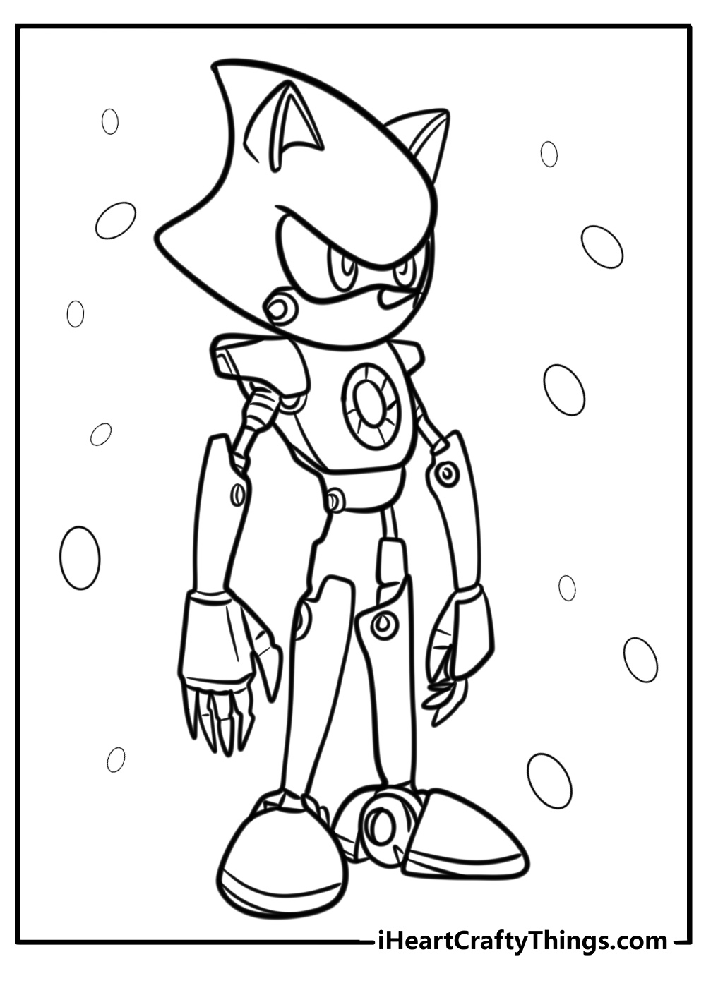 Metal sonic standing tall free coloring page pdf