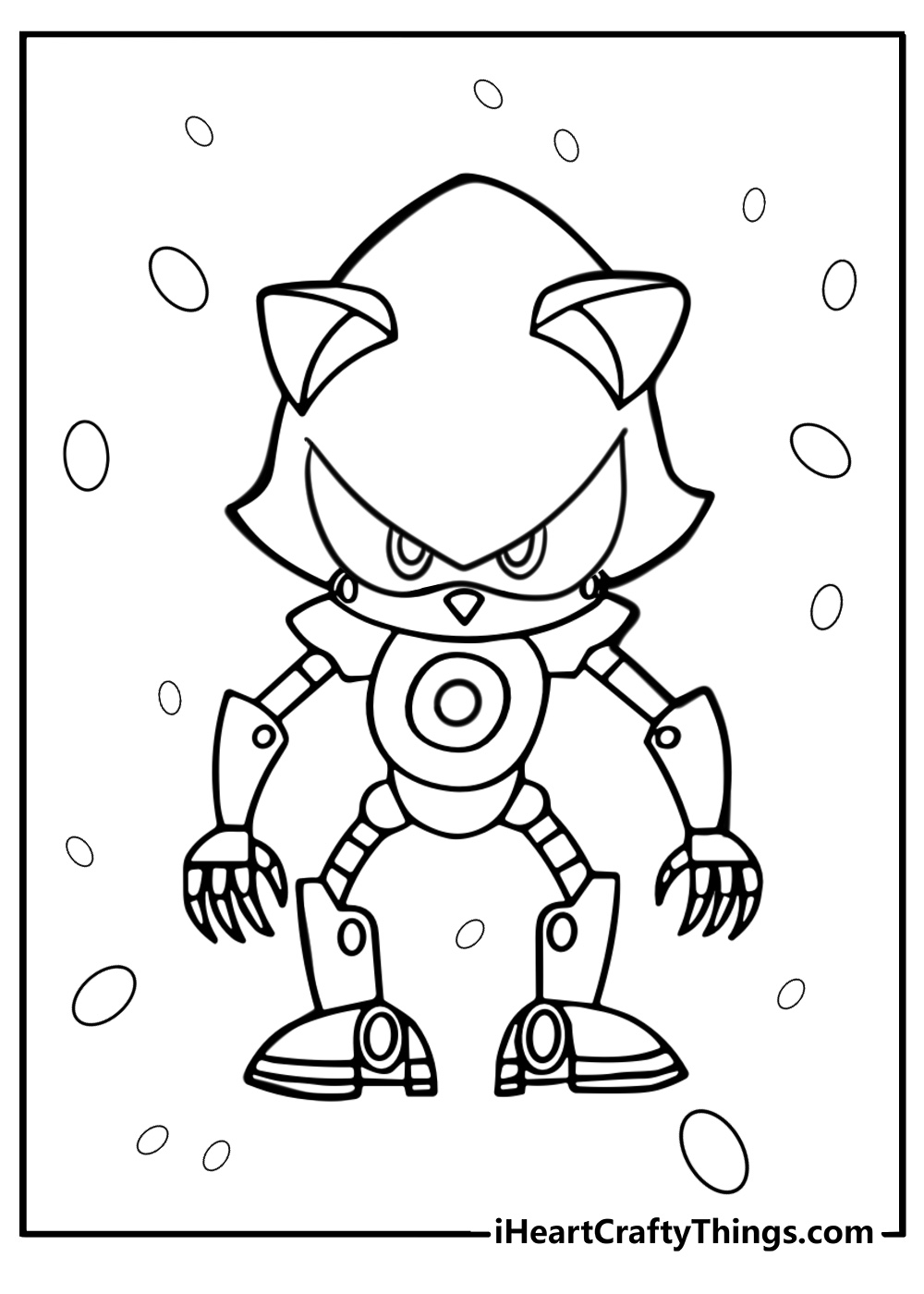 Metal sonic with a determined look coloring page