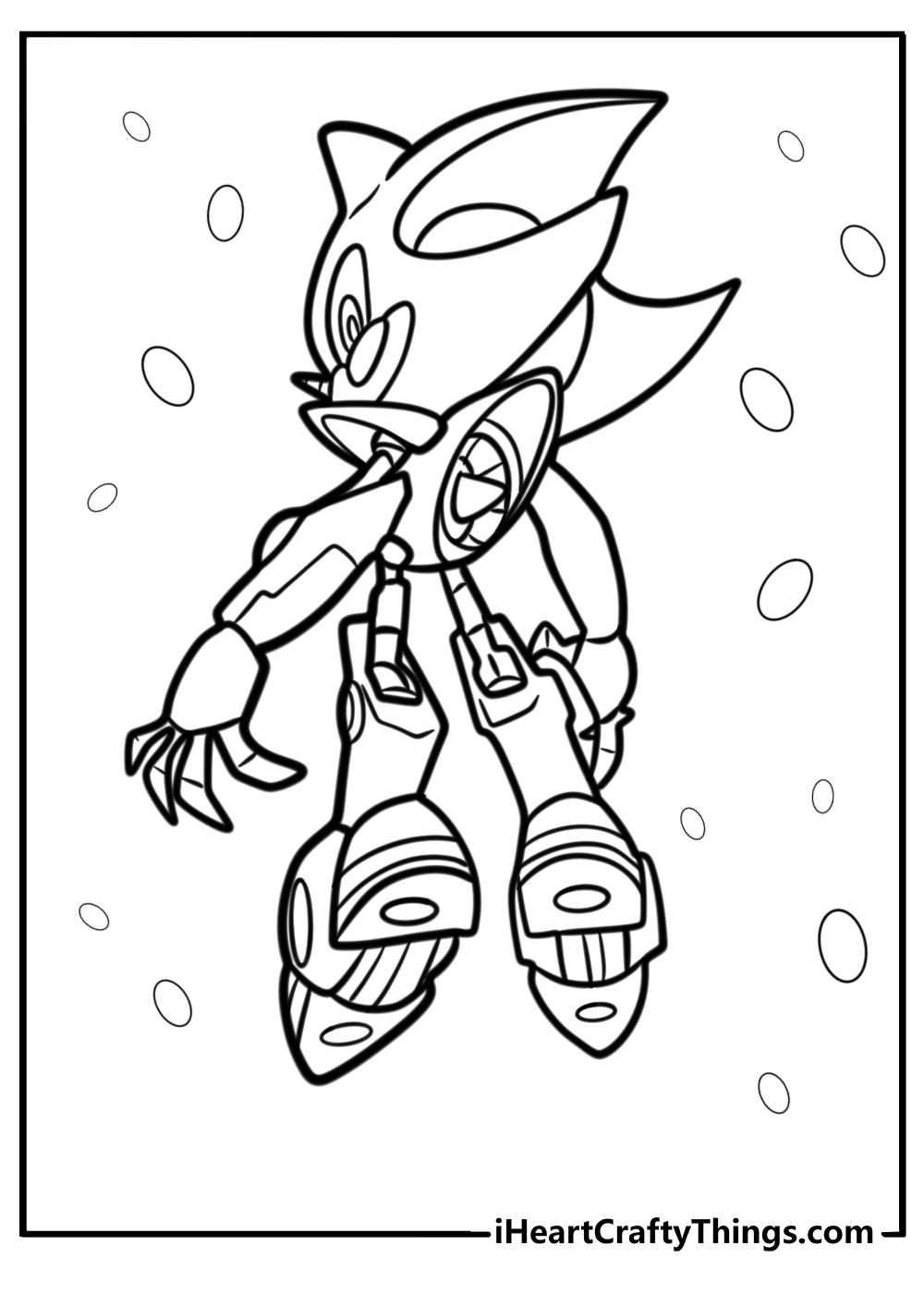 Metal sonic with fierce expression free printable coloring page