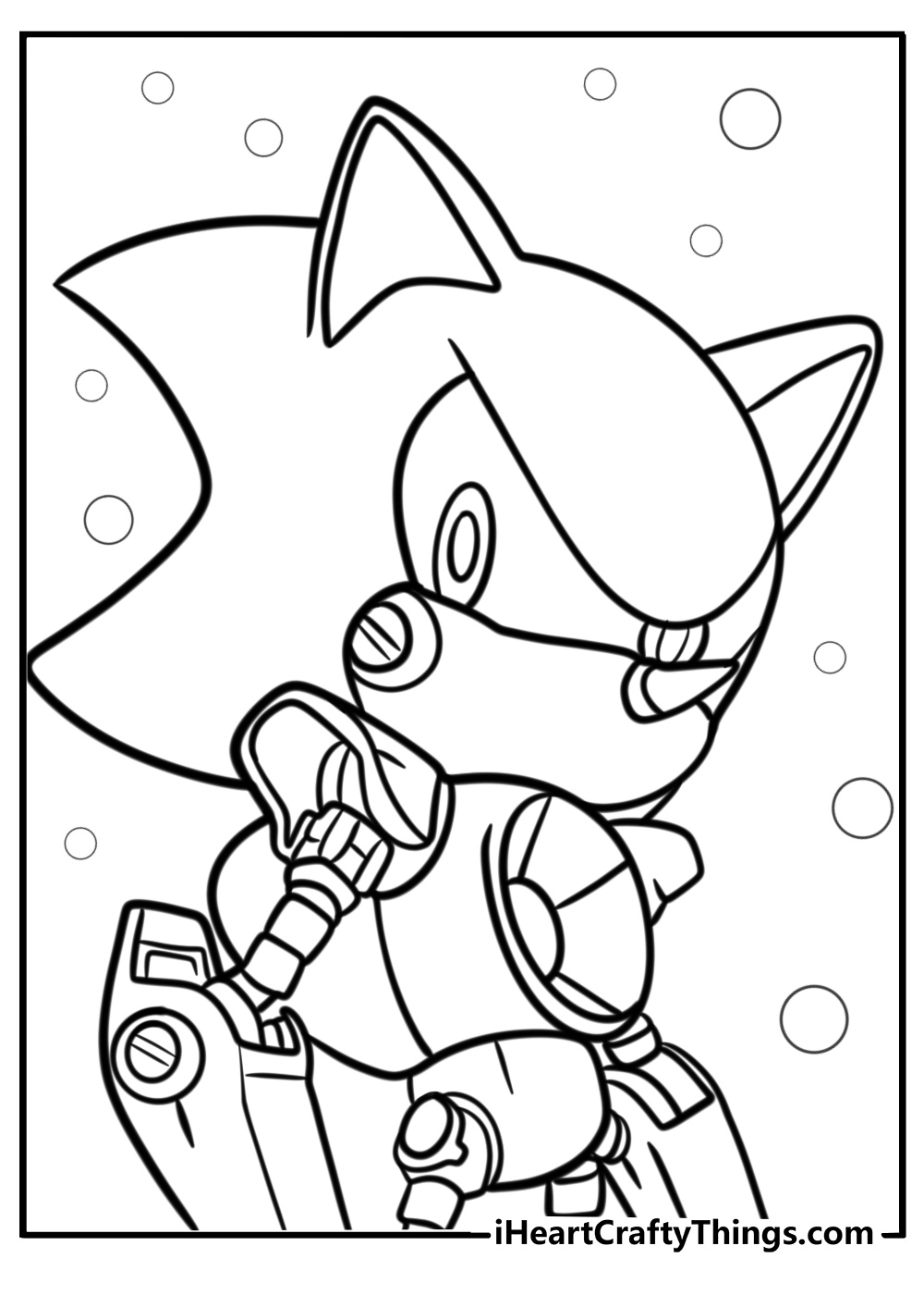 Metal sonic with glowing red eyes free coloring page pdf