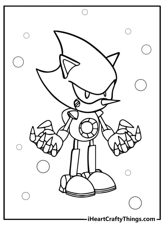 Metal sonic with his claws out printable coloring page