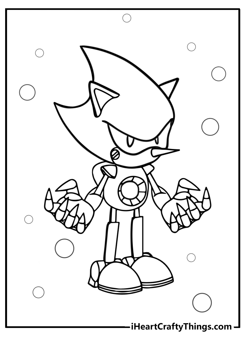 Metal sonic with his claws out printable coloring page