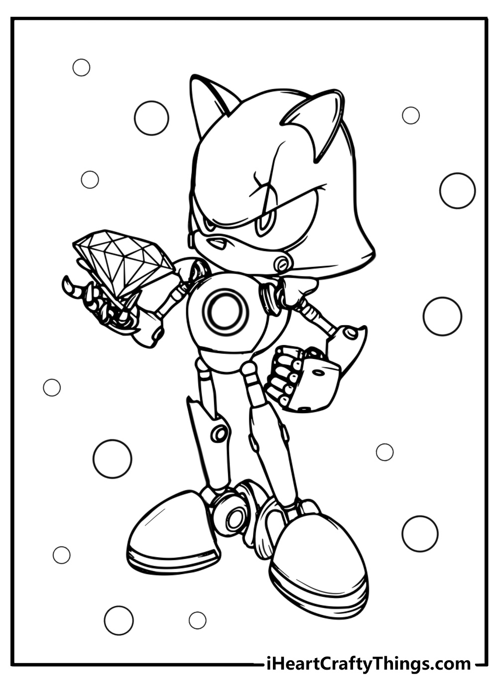 Metal sonic with robotic details detailed coloring sheet