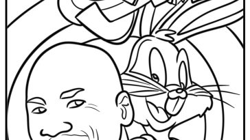 Michael Jordan in space jam detailed coloring sheet