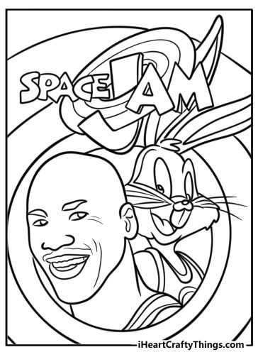 Michael Jordan in space jam detailed coloring sheet