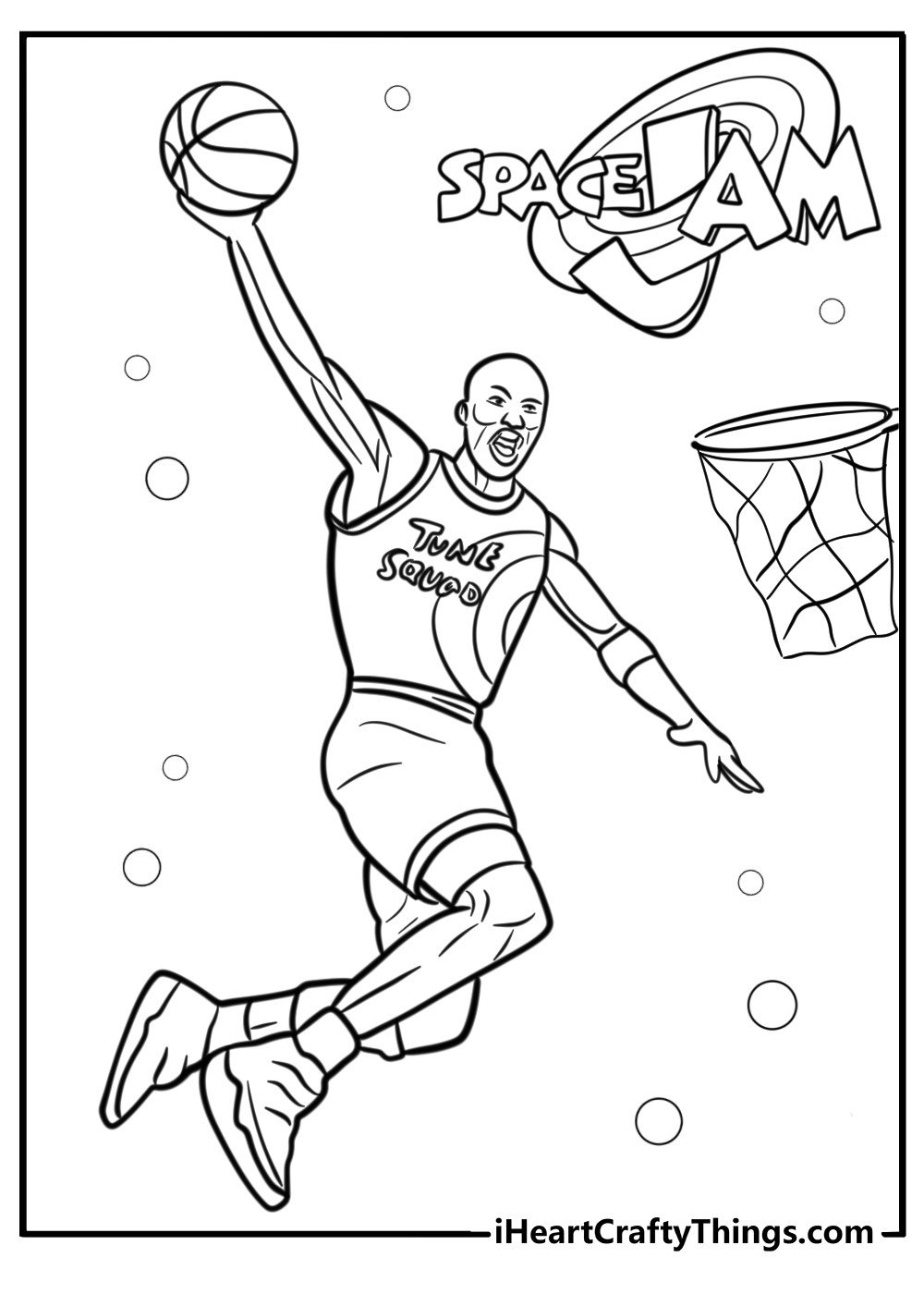 Michael Jordan slam dunking in space jam detailed sheet