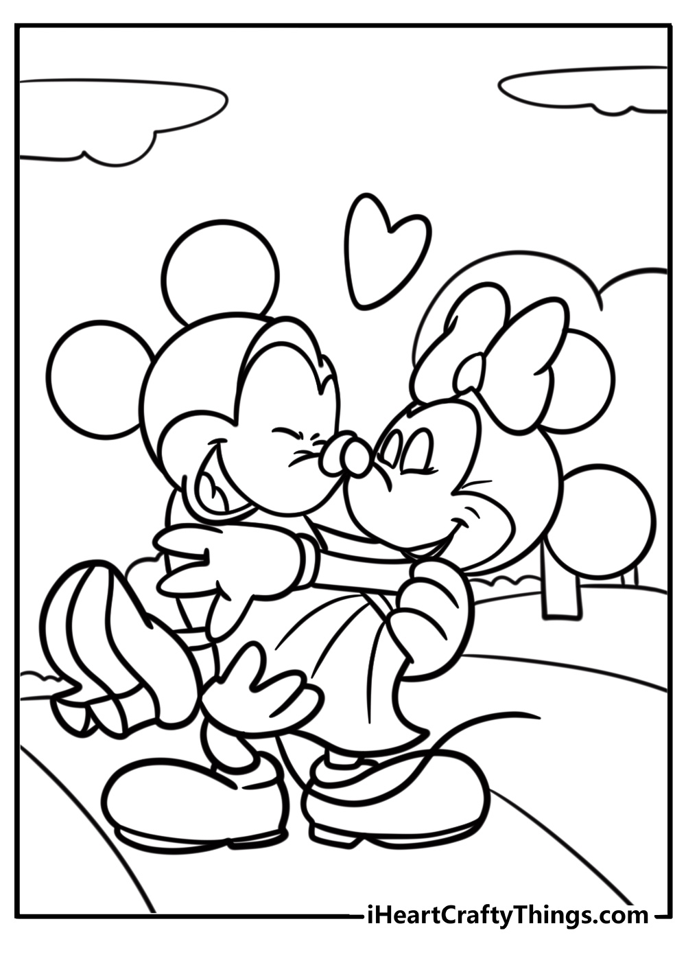 Mickey and Minnie together fun Disney coloring sheet