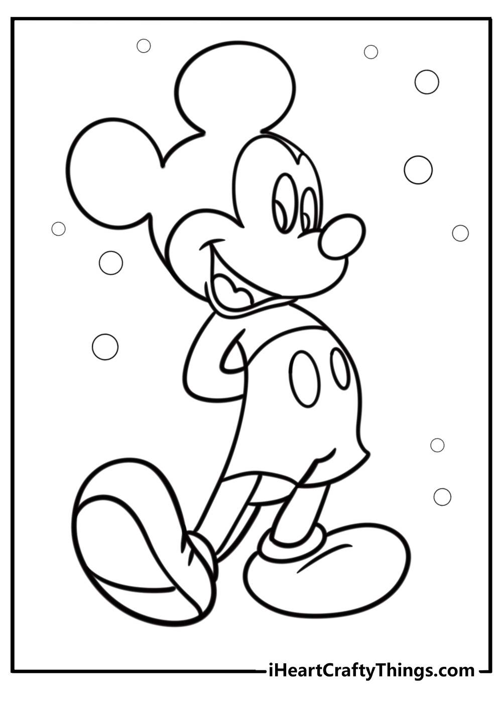 Mickey Mouse smiling coloring page for kids