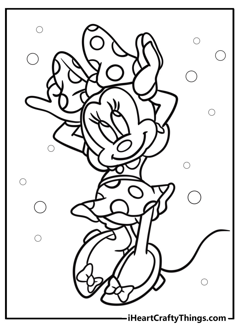 Minnie Mouse with her bow fun Disney coloring sheet