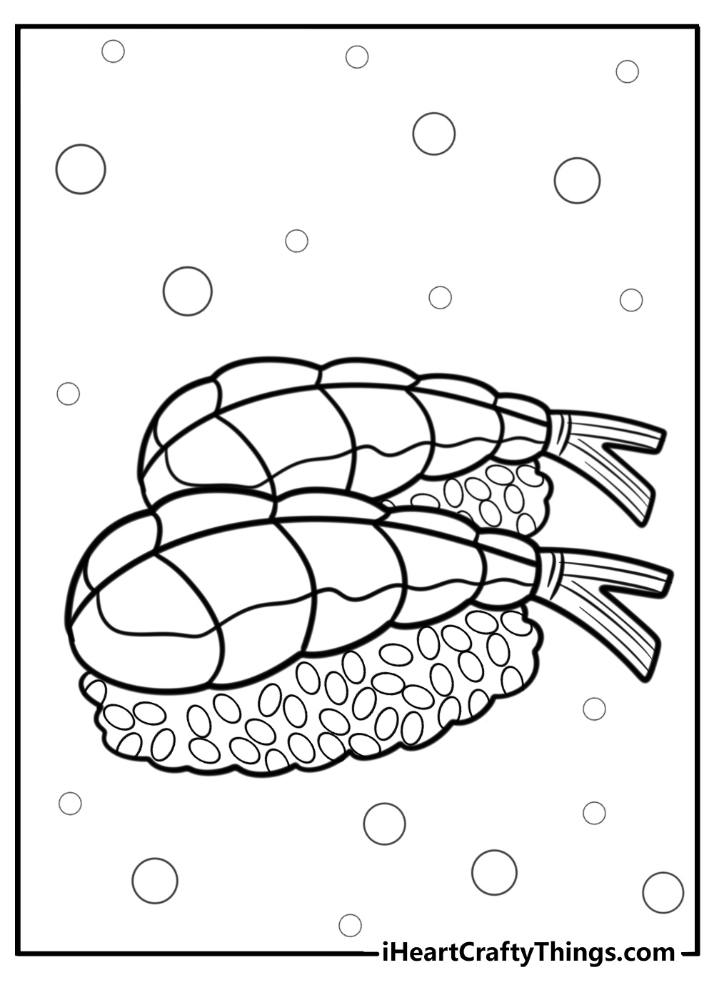 Nigiri sushi with shrimp on rice coloring page