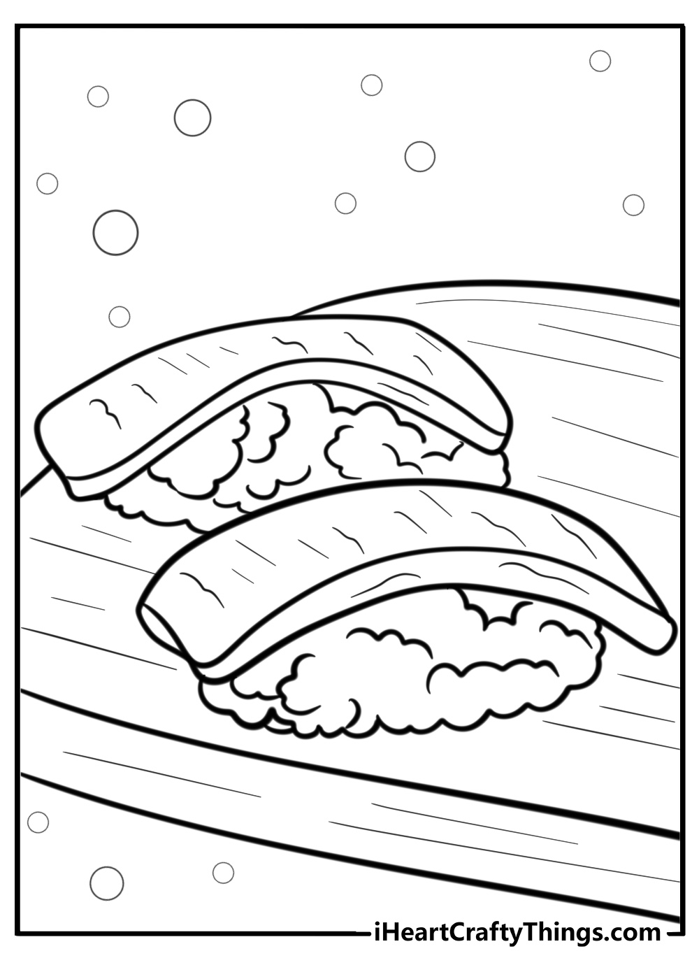 Nigiri sushi with tuna on rice free coloring page pdf