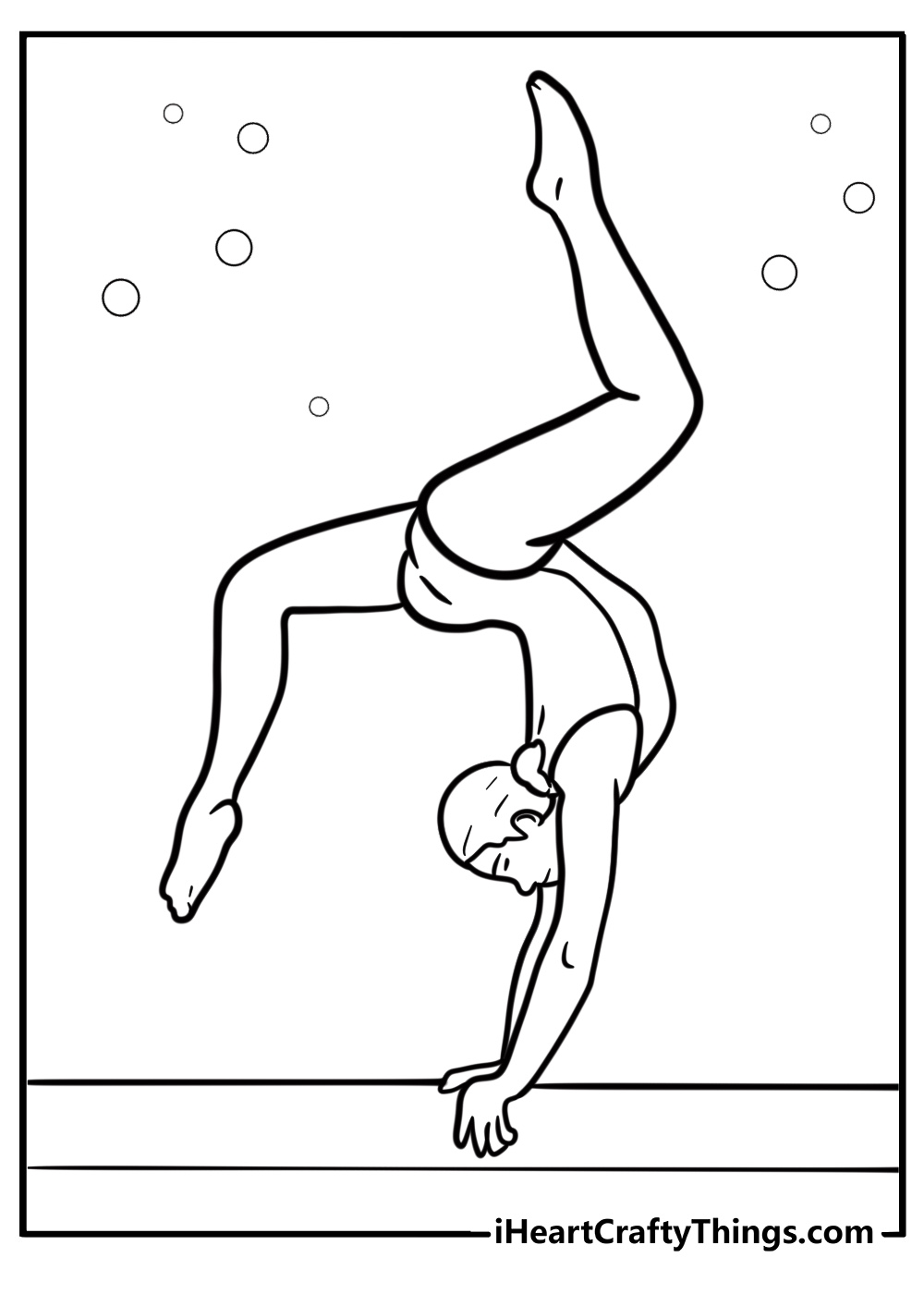 Olympic gymnast performing on the balance beam coloring page