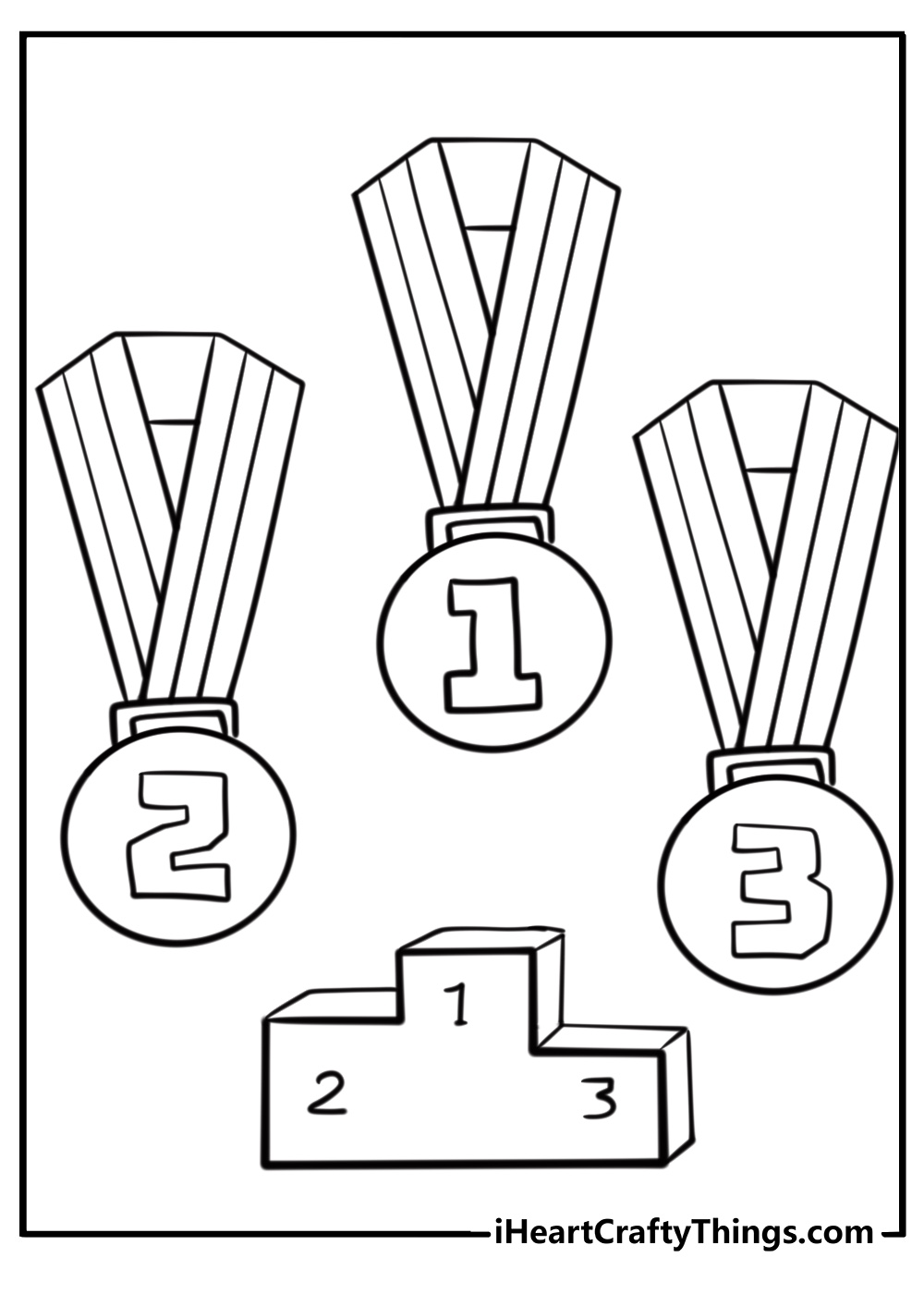 Olympic podium with medals free printable coloring page