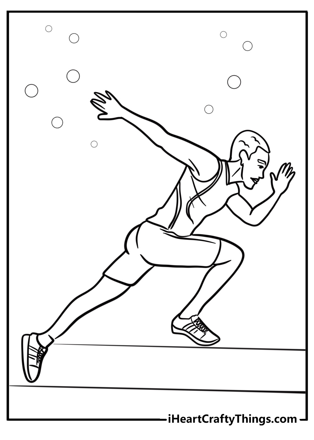 Olympic sprinter in full motion printable coloring page