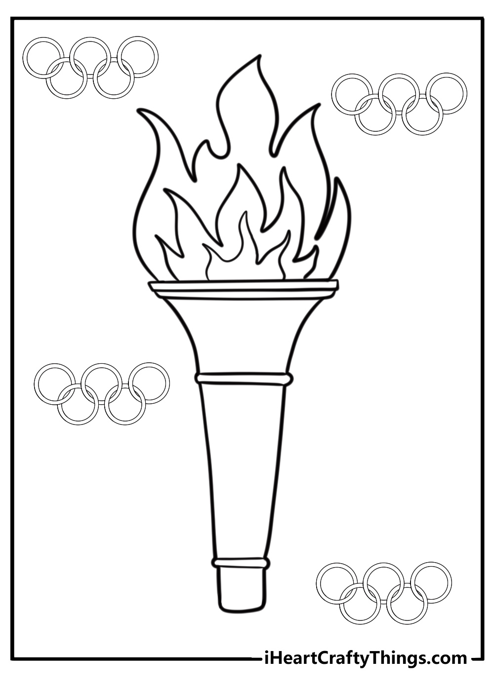 Olympic torch with flames coloring page for kids