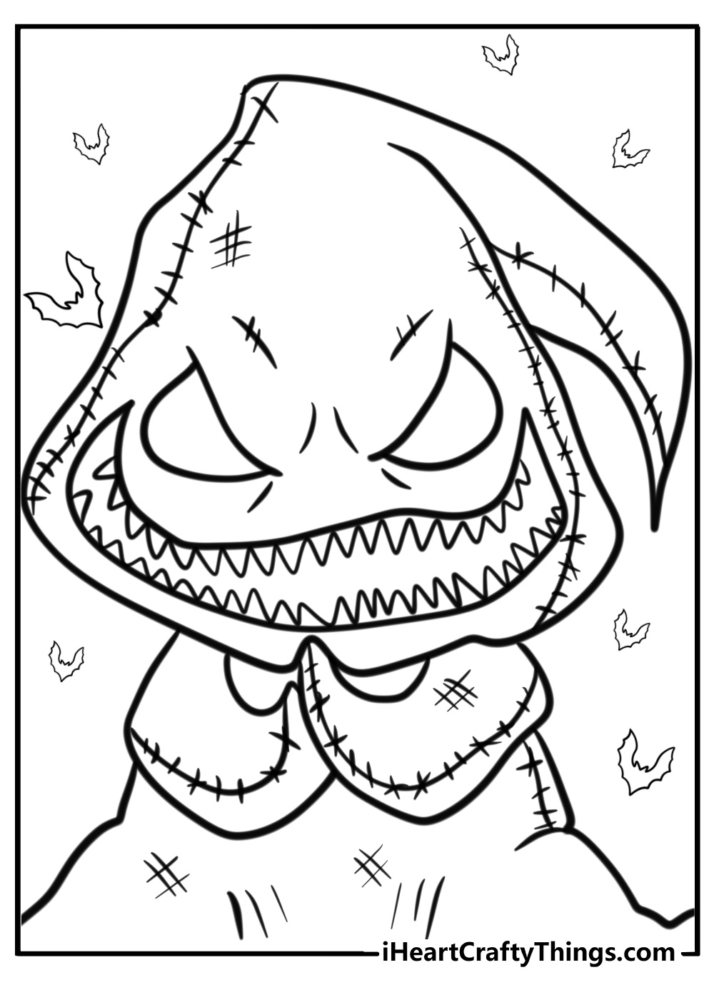 Oogie boogie with a creepy smile fun coloring sheet