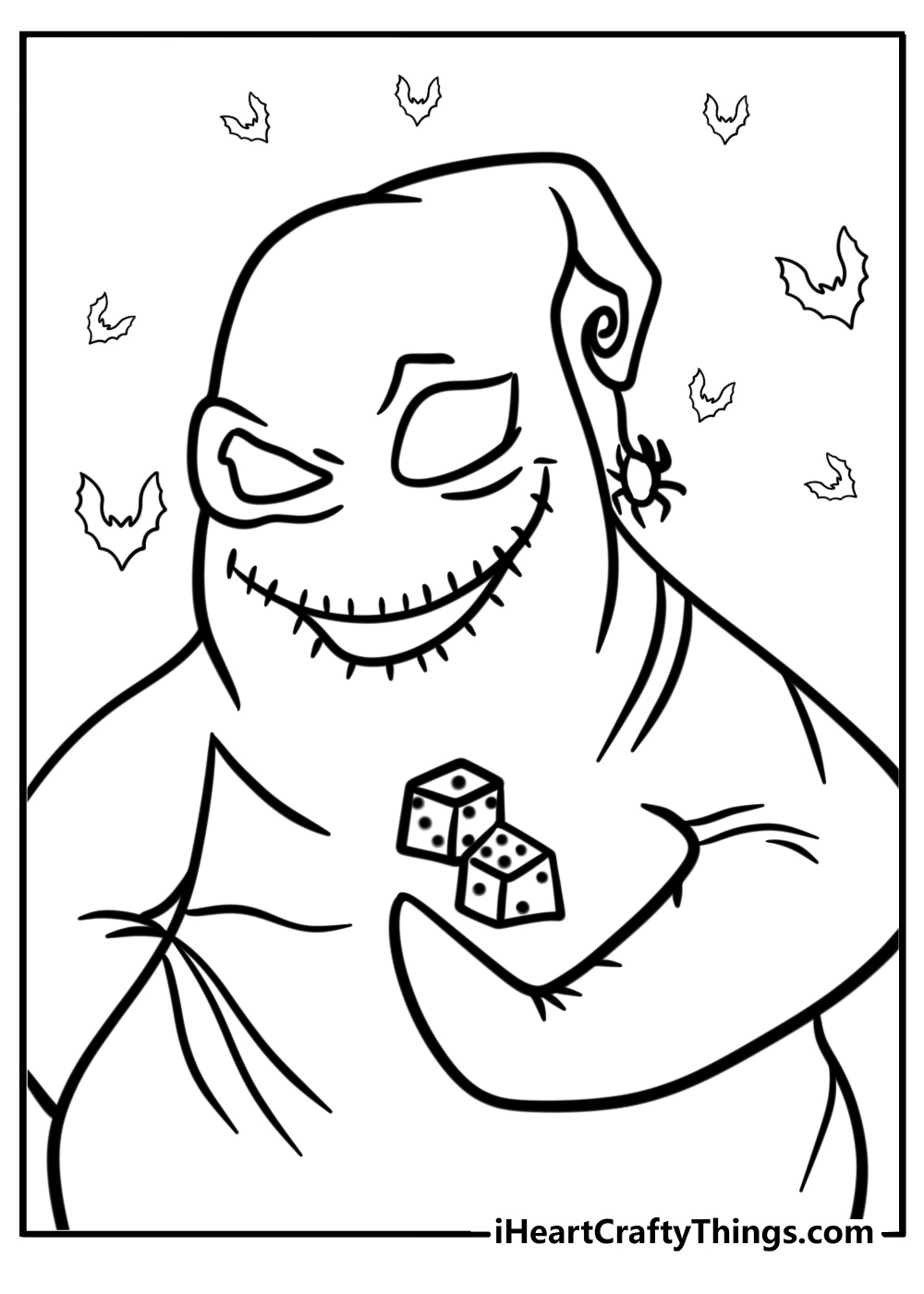 Oogie boogie with bats and dice coloring page