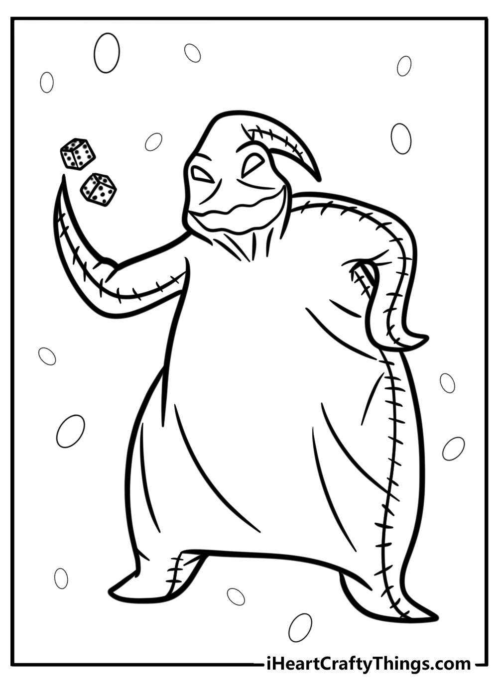 Oogie boogie with dice free coloring page pdf