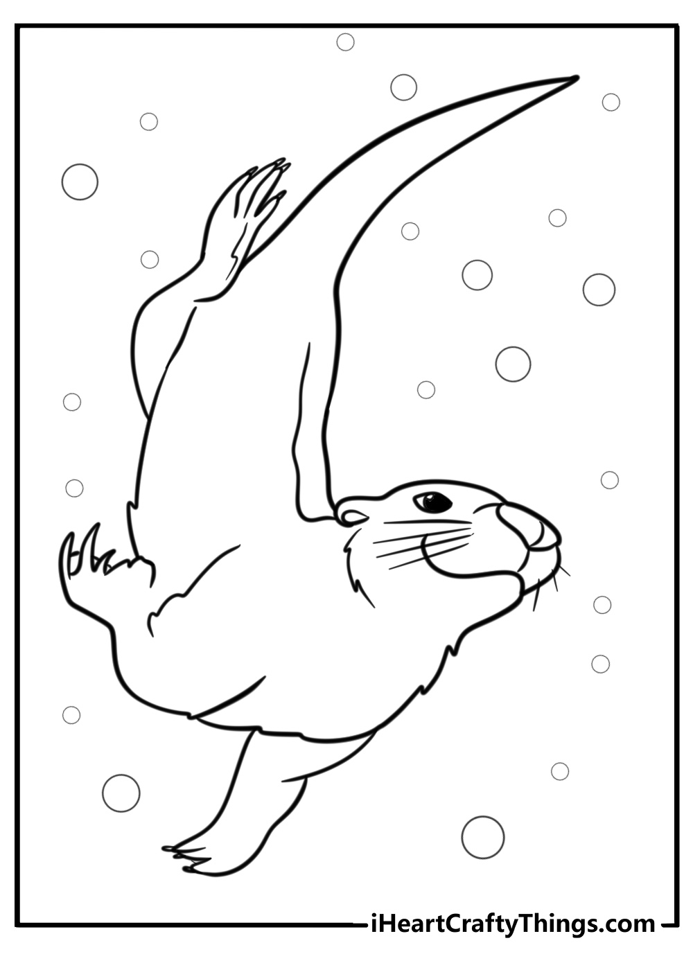 Otter diving underwater free coloring page pdf